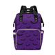 Purple & Black Creepy Bat Diaper Backpack Mommy Bag Travel Changing Gothic Alternative