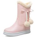 GIKLEIYHW Women's Winter Snow Boots for Womens Comfortable Warm Fur Lined Ankle Boots Waterproof Lightweight Mid Calf Boots Outdoor Women Boots (Color : Pink, Size : 8 UK)