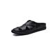 HJGTTTBN Sandals Men Fashion Men's Leather Sandals Breathable Shoes Slide Sandals Men's Summer Shoes Home Slippers (Color : Schwarz, Size : 7)