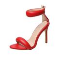HJGTTTBN High Heels Ladies Sandals Prom Party Dress High Heel Sandals Single Strap Ankle Zipper Sandals Wedding Shoes Sandals Women Luxury (Color : Red, Size : 10.5)
