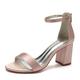 VACSAX Women's Chunky Block Heels Round Open Toe Back Zipper Satin Heeled Sandals Pumps Shoes for Wedding Party Evening,dusty rose,2 UK