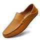 HJGTTTBN Leather Shoes Men Men's Leather Casual Loafers Men's Lightweight Breathable Boat Shoes Slip-on Slip-Ons Soft Hollow Driving Shoes (Color : Yellow, Size : 12.5)