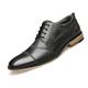 HJGTTTBN Leather Shoes Men Men's Cowhide Leather Shoes Rubber Soles Wood Heels Leather Men's Real Leather Shoes. (Color : Schwarz, Size : 9)