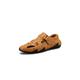 HJGTTTBN Sandals Men Men's Sandals Summer Leather Sandals Outdoor Luxury Men's Footwear Slippers Casual Denim Handmade Men's Sneakers (Color : Yellow, Size : 8)