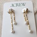 J. Crew Jewelry | J. Crew Pearl And Chain Linear Earrings | Color: Gold/Tan | Size: Os