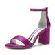 VACSAX Women's Chunky Block Heels Round Open Toe Back Zipper Satin Heeled Sandals Pumps Shoes for Wedding Party Evening,purple,6 UK