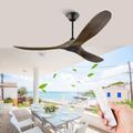 MSHENUED 60 inch Outdoor Ceiling Fan for Patio with Remote, Large Wood Ceiling Fan No Light, Farmhouse High CFM Ceiling Fan, Industrial Ceiling Fan Reversible Quiet DC Motor for External