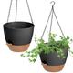 Vanslogreen 8 Inch Hanging Planters for Indoor Outdoor Plants, 2 Pack Self Watering Hanging Pot with Drainage Holes & Removable Tray Hanging Baskets Flower Pots for Garden Home (Black)