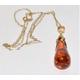 Vintage Solid Gold Amber Pendant