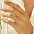 14K Gold Pink Tourmaline Ring, Solid Oval Crystal Engagement Rings For Women, Half Eternity Minimalist Statement Ring