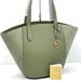 Michael Kors Bags | Michael Kors Portia Large Tote Army Green Color Pebbled Leather/ Suede | Color: Gold/Green | Size: Large