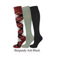 Mysocks Unisex Knee High Argyle, Plain, Stripe Design Combination 3 Pair Socks