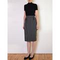 90's Striped Black & White Pencil Skirt, Wool Blend High Waisted Retro Vintage Office Skirt Small Or Medium