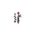 Asymmetrical Hummingbird & Flower Drop Earrings, Enamel Bird Stud Leaf Dangle Aesthetic Animal Jewelry