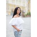 Off Shoulder Linen Top. Boat Neck Top, White Linen Top With Ruffles, Linen Blouse, Off Shirt, Boho Blouse