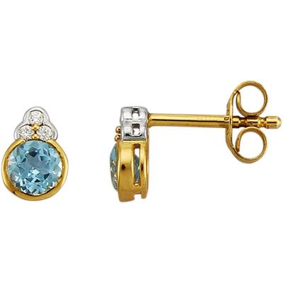 Paar Ohrstecker FIRETTI "Schmuck Geschenk Silber 925 Ohrschmuck Ohrringe Tropfen", blau (gelbgoldfarben, silberfarben, hellblau, kristallweiß, hellblau, kristallweiß), Ohrringe, Damen, Silber 925 (Sterlingsilber), mit Blautopas (behandelt), Zirkonia... Image