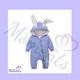 Personalised Blue Easter Bunny Ear Outfit. Cute Baby Romper. All-In-One Baby's First Easter. Zip Up All-In One