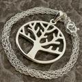 Vintage Solid Sterling Silver Tree Of Life Pendant Necklace