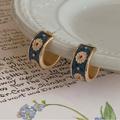 Madewell Jewelry | Enamel & Gold Navy Floral Small Hoops | Color: Blue/Gold | Size: Os