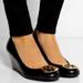 Tory Burch Shoes | Gorgeous Tory Burch Black Leather Caroline 2 Wedge Heel Pumps 31138206 Size 7.5 | Color: Black | Size: 7.5