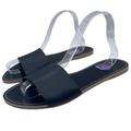 J. Crew Shoes | J. Crew Sandals Capri Black Vachetta Leather Slide Casual Slip On Flat Size 8 | Color: Black | Size: 8