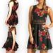 Free People Dresses | Free People Daisy Waist Rose Fit N Flare Black Mini Dress | Color: Black/Red | Size: 2