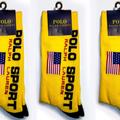 Polo By Ralph Lauren Underwear & Socks | 3-Pack Polo Sport Men's Crew Socks - Ralph Lauren American Usa Flag Yellow Nwt | Color: Yellow | Size: Os