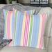 Ralph Lauren Bedding | 2 Ralph Lauren Awning Stripe 20" Throw Pillow Covers Custom Vintage Blue Pink | Color: Blue/Pink | Size: 20”X 20”