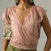 Anthropologie Tops | Anthropologie Silky Blush Pink Ruffle Deep V Top Size Small 80% Viscose | Color: Pink | Size: S