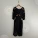 Free People Dresses | Free People Day Glow Black Floral Embroidered Midi Dress Size Medium | Color: Black/Pink | Size: M