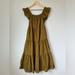 Madewell Dresses | Madewell Olive Ruffle-Sleeve Tiered Midi Dress In Daisy Stitch Floral Size Small | Color: Brown/Green | Size: S