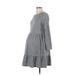 Ann Taylor LOFT Casual Dress - Mini High Neck Long sleeves: Gray Marled Dresses - Women's Size X-Small