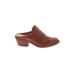 Sofft Mule/Clog: Slip-on Stacked Heel Bohemian Brown Solid Shoes - Women's Size 8 1/2 - Round Toe