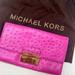 Michael Kors Bags | Michael Kors Pink Ostrich Clutch With Gold Buckle | Color: Black/Gold/Pink | Size: Os