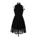 JOA Casual Dress - Party High Neck Sleeveless: Black Print Dresses - New - Women's Size Small