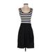DKNY Casual Dress - A-Line Scoop Neck Sleeveless: Black Color Block Dresses - Women's Size P