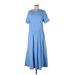 U.S. Polo Assn. Casual Dress - Midi: Blue Solid Dresses - Women's Size Large