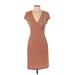 Jones New York Signature Casual Dress - Sheath V Neck Short sleeves: Orange Dresses - Women's Size Small