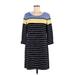 T by Talbots Casual Dress - Shift: Blue Stripes Dresses - Women's Size Medium