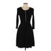 INC International Concepts Casual Dress - A-Line Scoop Neck 3/4 sleeves: Black Print Dresses - Women's Size Large