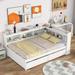 Full Size Bed with Multifunctional Function L-Shaped Bookcases,2 Storage Drawers,Extra Large Storage Space,Easy Assembly