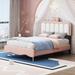 Twin/Full Size Princess Bed For Girls,Velvet Platform Bed with Headboard