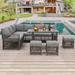 U-MAX 9 - Person Outdoor Seating Group w/ Cushions & Cover Wood/Metal in Gray | Wayfair 16313GR+14132GR-W02