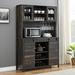 Rubbermaid Farmhouse Bar Cabinet w/ Sliding Barn Door, 70" Rustic Buffet Cabinet w/ Storage Shelves, Liquor Cabinet w/ Wine & Glasses Rack | Wayfair