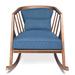 Robert Allen Made To Order Solid Wood Rocking Chair | 33 H x 27 W x 38 D in | Wayfair FUR-RA-0020-Lazio Azul Profundo Leather-Walnut