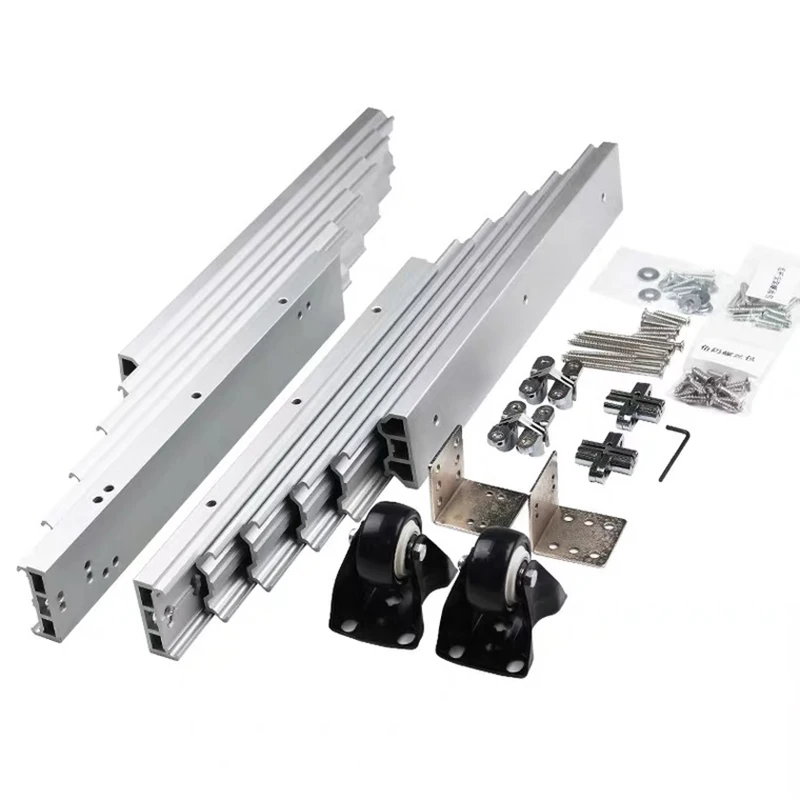 5/6 versteckte Klapptisch Schienen Aluminium Teleskop Schränke Esszimmer Rutsche Schienen Flach Push Klapptisch Hardware Zubehör