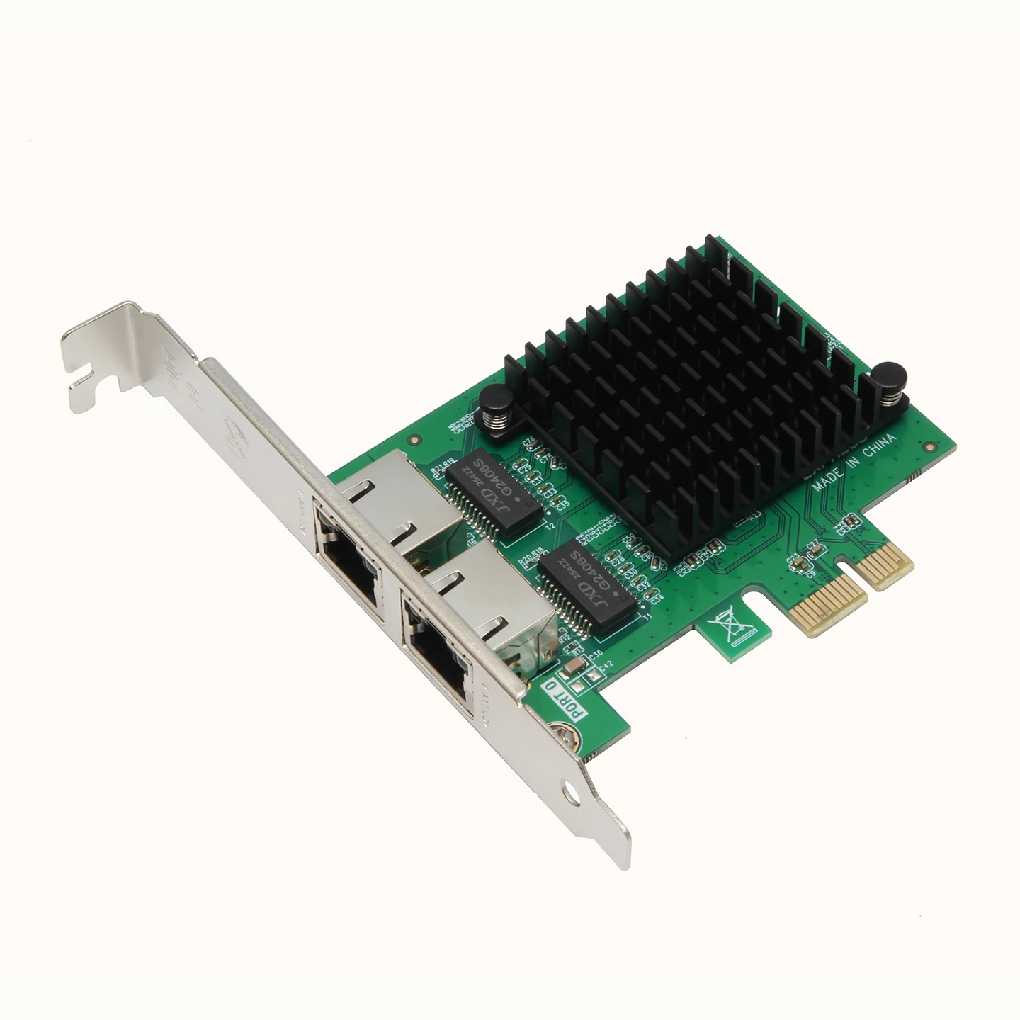 10/100/1000 Mbit/s PCIE x1 Netzwerkkarte 2x RJ45-Port 1G NIC PCI-E Lan Gigabit Ethernet Server Adapter Blitzschutz 2-8111G Image