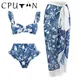 Cputan 2024 neue sexy Push-up Bikini Set Rüschen hohe Taille Badeanzug Kleid Beach wear Rock