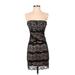 Bebe Cocktail Dress - Party Open Neckline Sleeveless: Black Print Dresses - Women's Size X-Small
