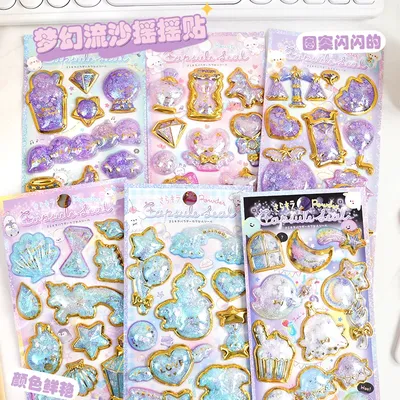 Kawaii Traum treiben Sand glitzernden 3d Kapsel Aufkleber Scrap booking DIY Tagebuch Briefpapier Aufkleber niedlichen ästhetischen Aufkleber Image